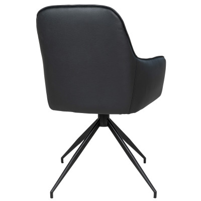 GRACE-Silla giratoria 360° en poliuretano negro vintage