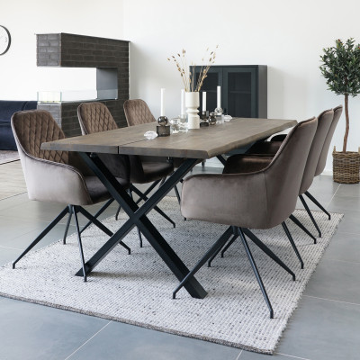 GRACE- Chaise pivotante 360° en velours taupe