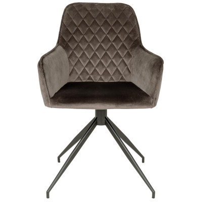 GRACE-Silla giratoria 360° en terciopelo color topo