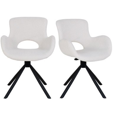 SIXTY-Silla giratoria 360° en tela color crudo (x2)