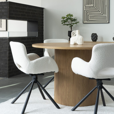 SIXTY-Silla giratoria 360° en tela color crudo (x2)