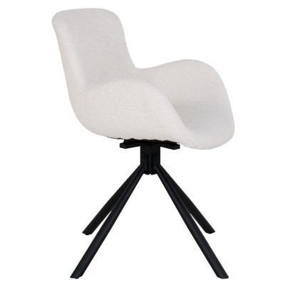 SIXTY- Chaise pivotante 360° en tissu écru (x2)