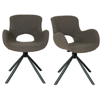 SIXTY- Chaise pivotante 360° en tissu taupe (x2)