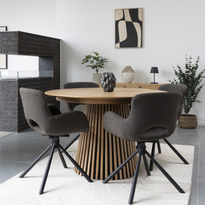 SIXTY-Silla giratoria 360° en tela color topo (x2)