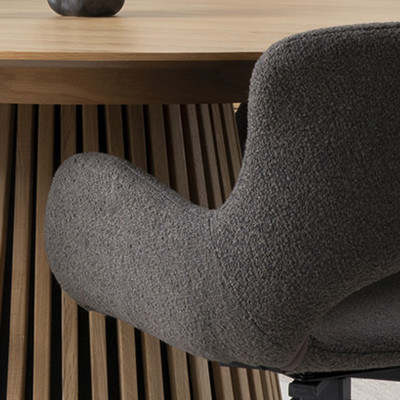 SIXTY- Chaise pivotante 360° en tissu taupe (x2)