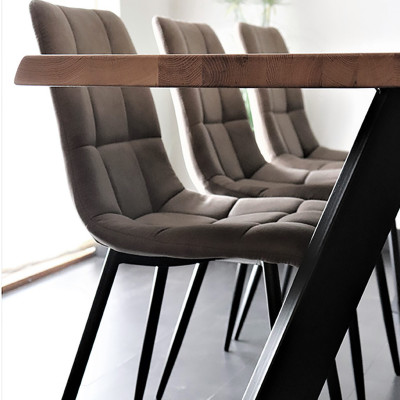 SVEN-Sedia vintage in acciaio marrone e nero (x2)