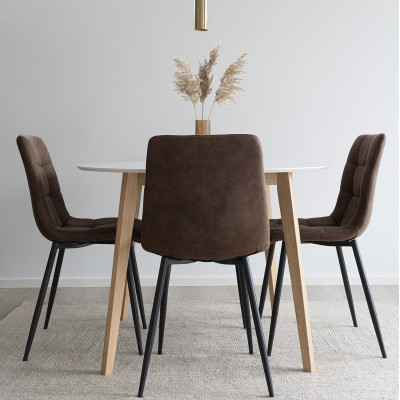 SVIN- Chaise vintage brun et acier noir (x2)