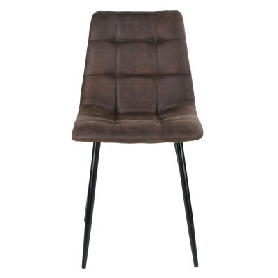 SVIN- Chaise vintage brun et acier noir (x2)