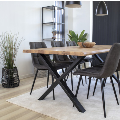 SVEN-Silla vintage en acero gris y negro (x2)