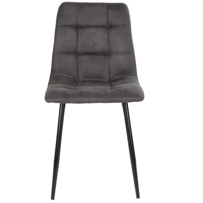 SVIN- Chaise vintage gris et acier noir (x2)