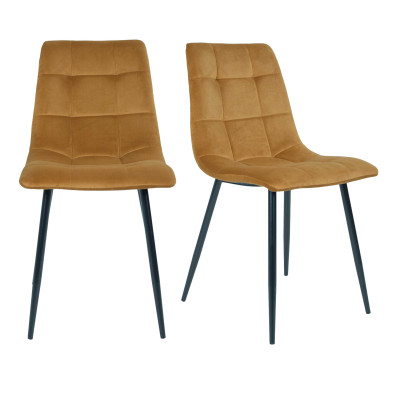 SVEN-Silla de terciopelo mostaza (x2)