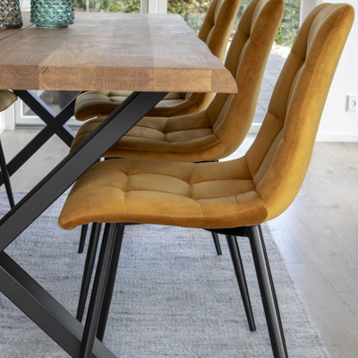 SVIN- Chaise velours moutarde (x2)