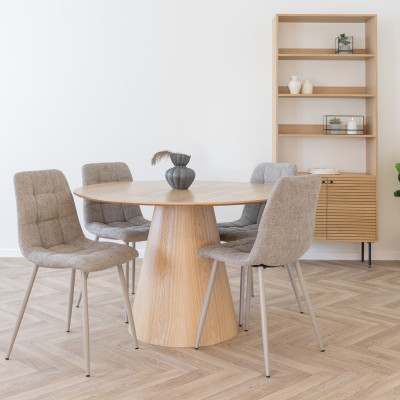 SVEN-Silla en tela color topo y acero beige (x2)