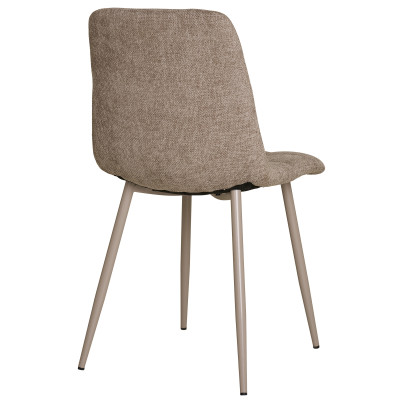 SVEN-Sedia in tessuto tortora e acciaio beige (x2)