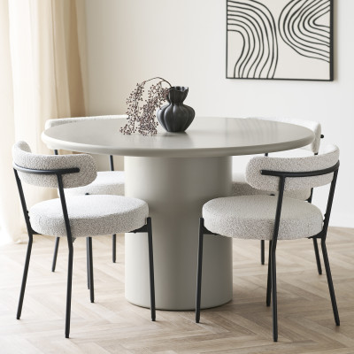 ERIN-Sedia in tessuto bouclé ecrù (x2)