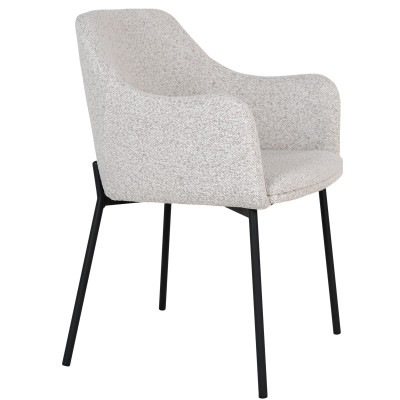LEONIE-Fauteuil de table en tissu bouclé écru (x2)