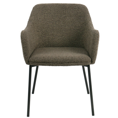 LEONIE-Silla de comedor de tela bouclé color topo (x2)