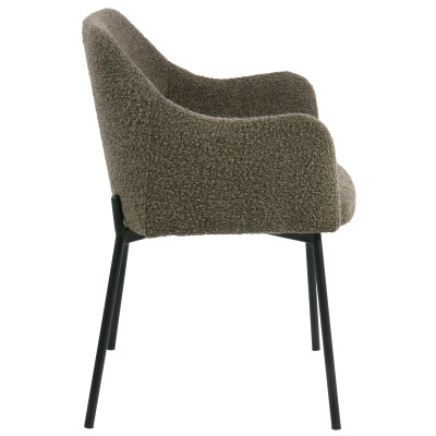 LEONIE-Silla de comedor de tela bouclé color topo (x2)