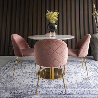 LOLY-Silla en terciopelo rosa con acabado en latón (x2)