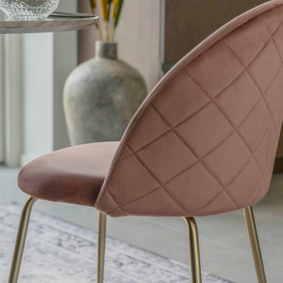 LOLY- Chaise en velours rose et finition laiton (x2)