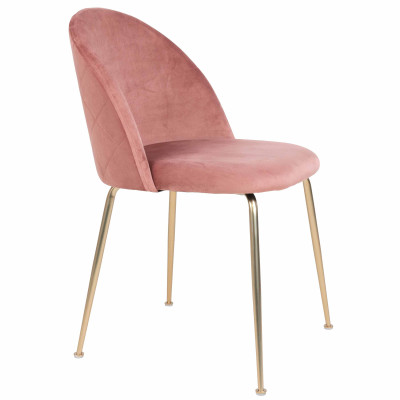 LOLY- Chaise en velours rose et finition laiton (x2)