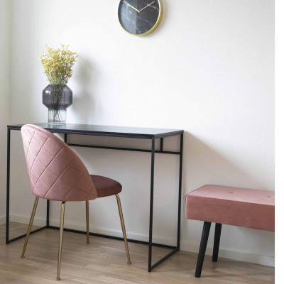 LOLY-Stuhl in rosa Samt mit Messingbeschlägen (x2)