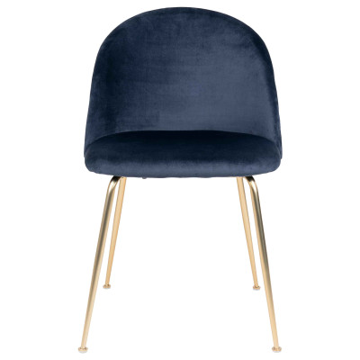 LOLY- Chaise en velours bleu et finition laiton (x2)