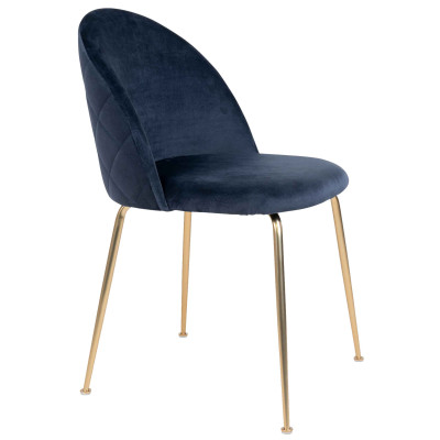 LOLY-Blauer Samtstuhl mit Messingfinish (x2)