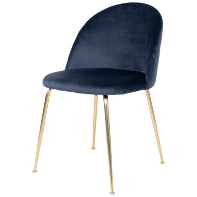 LOLY-Blauer Samtstuhl mit Messingfinish (x2)