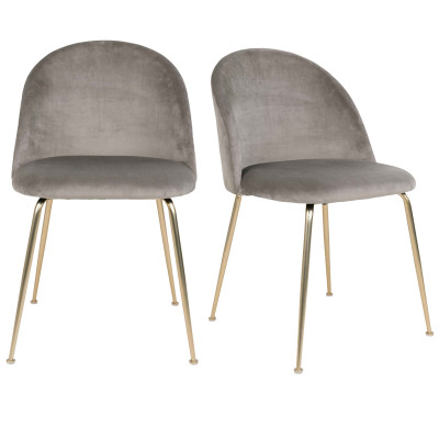 LOLY-Sedia in velluto grigio con finitura ottone (x2)