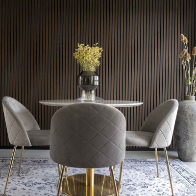 LOLY-Sedia in velluto grigio con finitura ottone (x2)