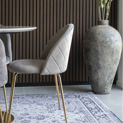 LOLY-Sedia in velluto grigio con finitura ottone (x2)