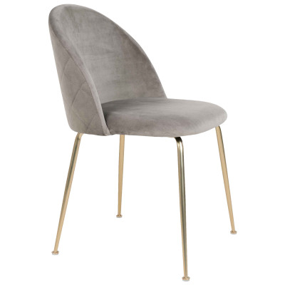 LOLY-Sedia in velluto grigio con finitura ottone (x2)
