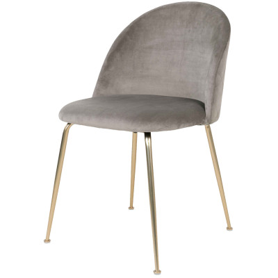LOLY-Silla en terciopelo gris con acabado de latón (x2)