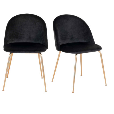 LOLY-Stuhl in schwarzem Samt mit Messingbeschlägen (x2)