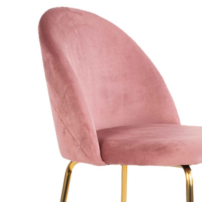 LOLY-Taburete de bar de terciopelo rosa con acabado de latón (x2)