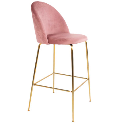 LOLY-Barhocker aus rosa Samt mit Messingfinish (x2)