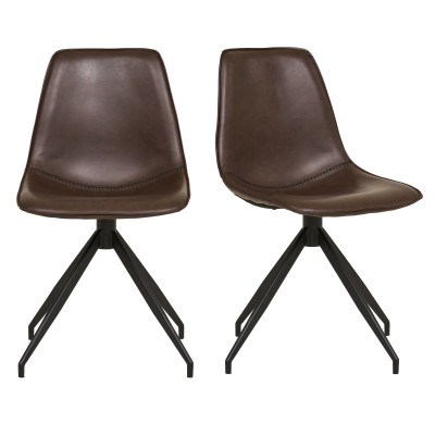 ANDY-Sillón giratorio 360° en piel sintética marrón oscuro (x2)