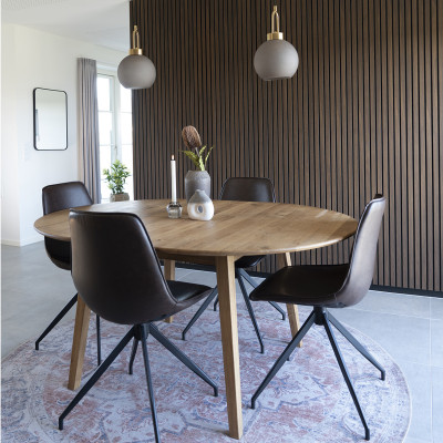 ANDY-Chaise pivotante à 360° en cuir synthétique marron foncé (x2)