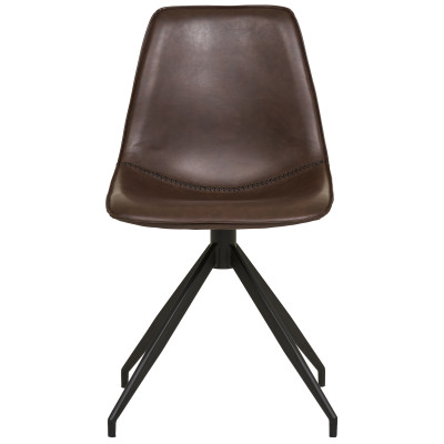 ANDY-Chaise pivotante à 360° en cuir synthétique marron foncé (x2)