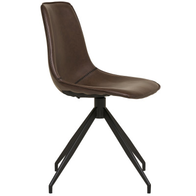 ANDY-Sedia girevole a 360° in similpelle marrone scuro (x2)