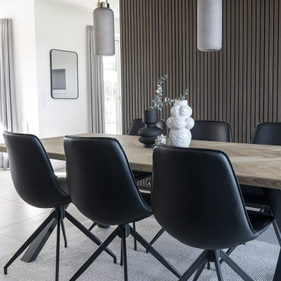 ANDY- Chaise pivotante à 360° en cuir synthétique noir (x2)