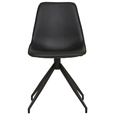 ANDY-Silla giratoria 360° en piel sintética negra (x2)