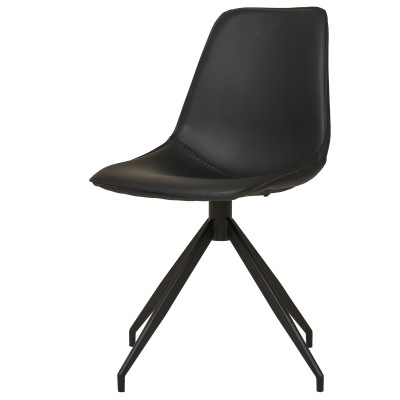 ANDY- Chaise pivotante à 360° en cuir synthétique noir (x2)