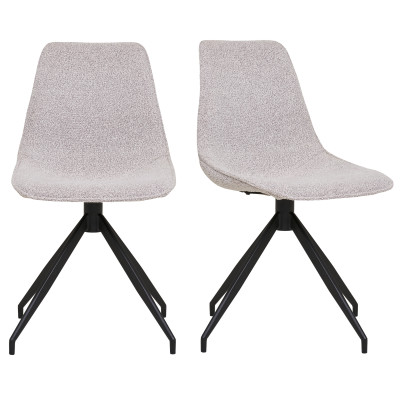 ANDY-Silla giratoria 360° en tela bouclé color arena (x2)