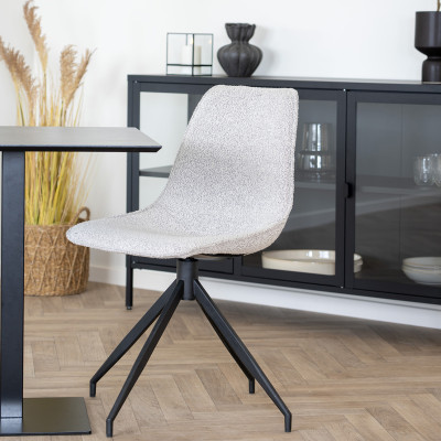 ANDY-Chaise pivotante à 360° en tissu bouclé sable (x2)