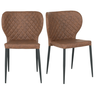VARS-Chaise en cuir synthétique marron (x2)