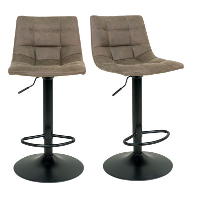 SVIN- Tabouret de bar pivotant 360° vintage marron (x2)