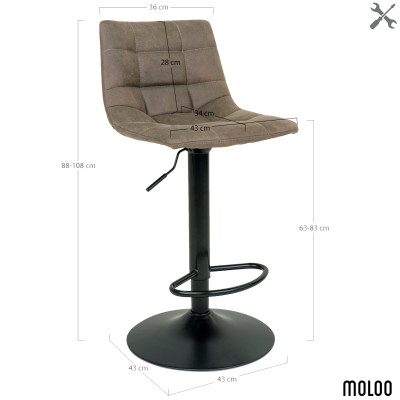 SVEN-Sgabello da bar girevole a 360° marrone vintage (x2)