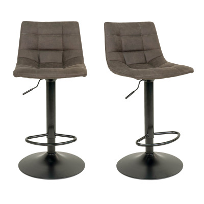 SVEN-Taburete giratorio de bar vintage gris 360° (x2)